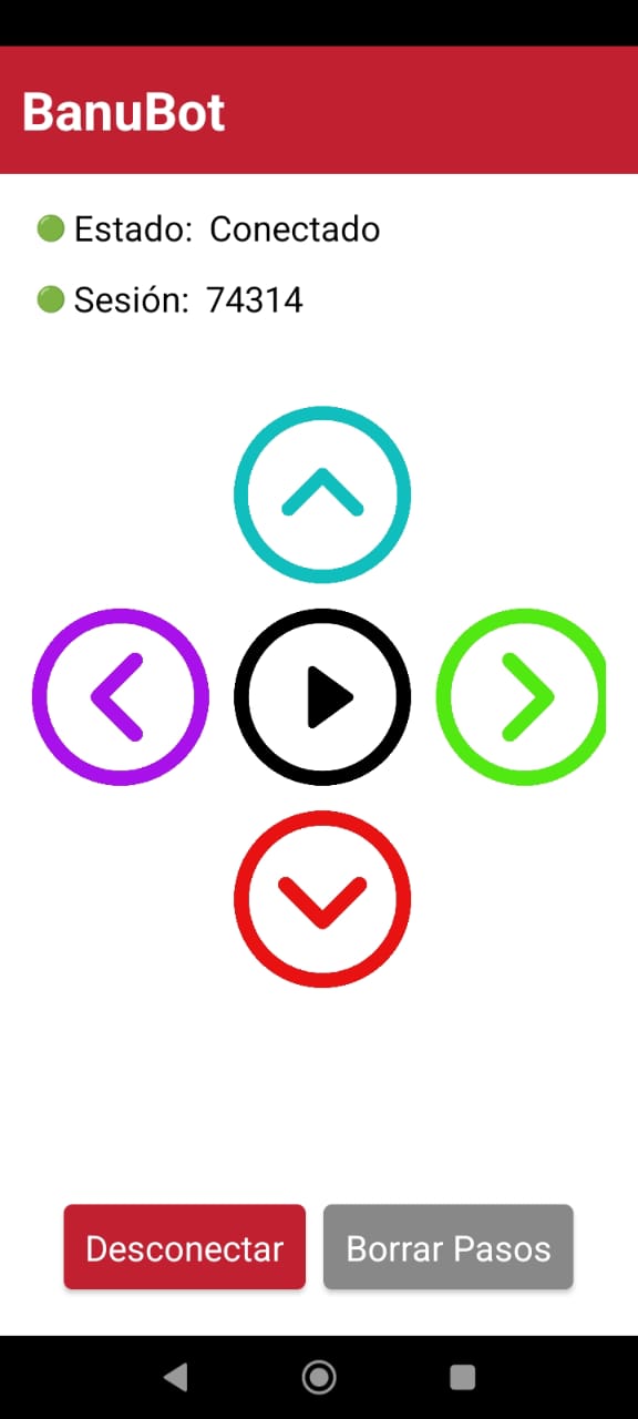 App conectada mostrando ID de sesión