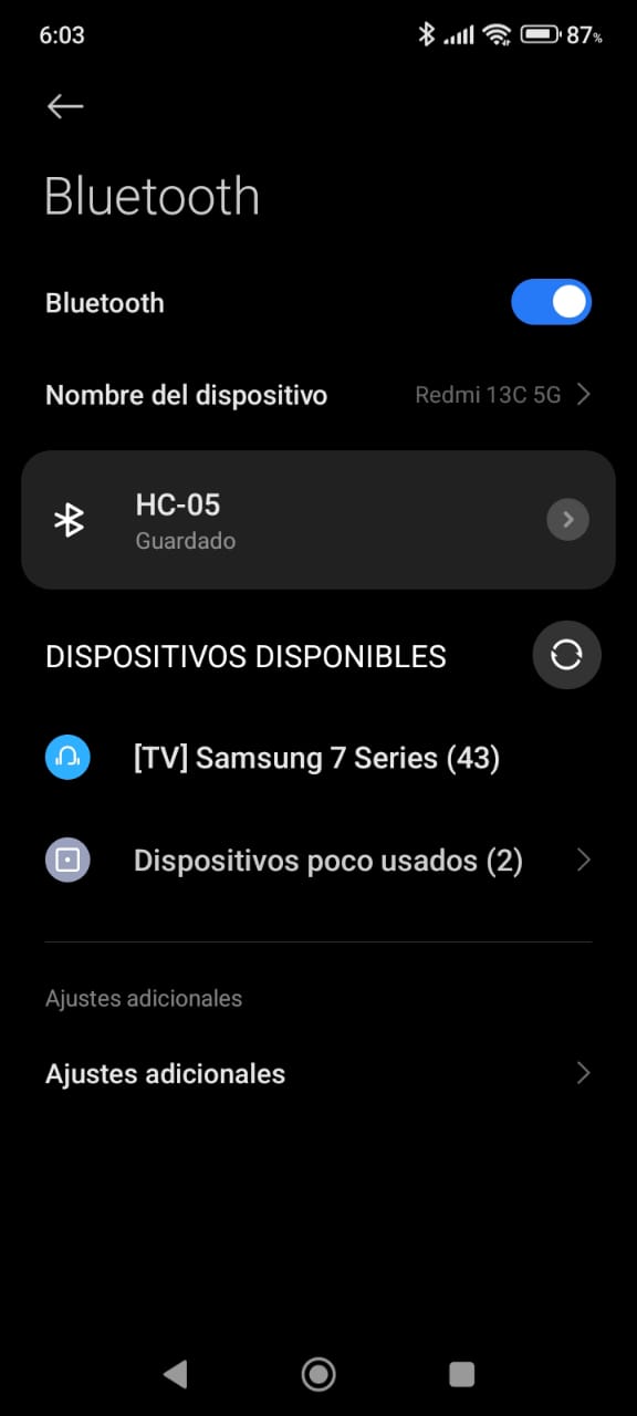 Dispositivo guardado sin conectar